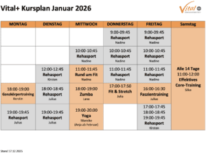 Vorschau tabellarischer Kursplan